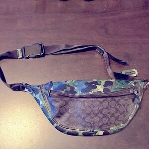 Coach Blue and Green Camo Belt Bag